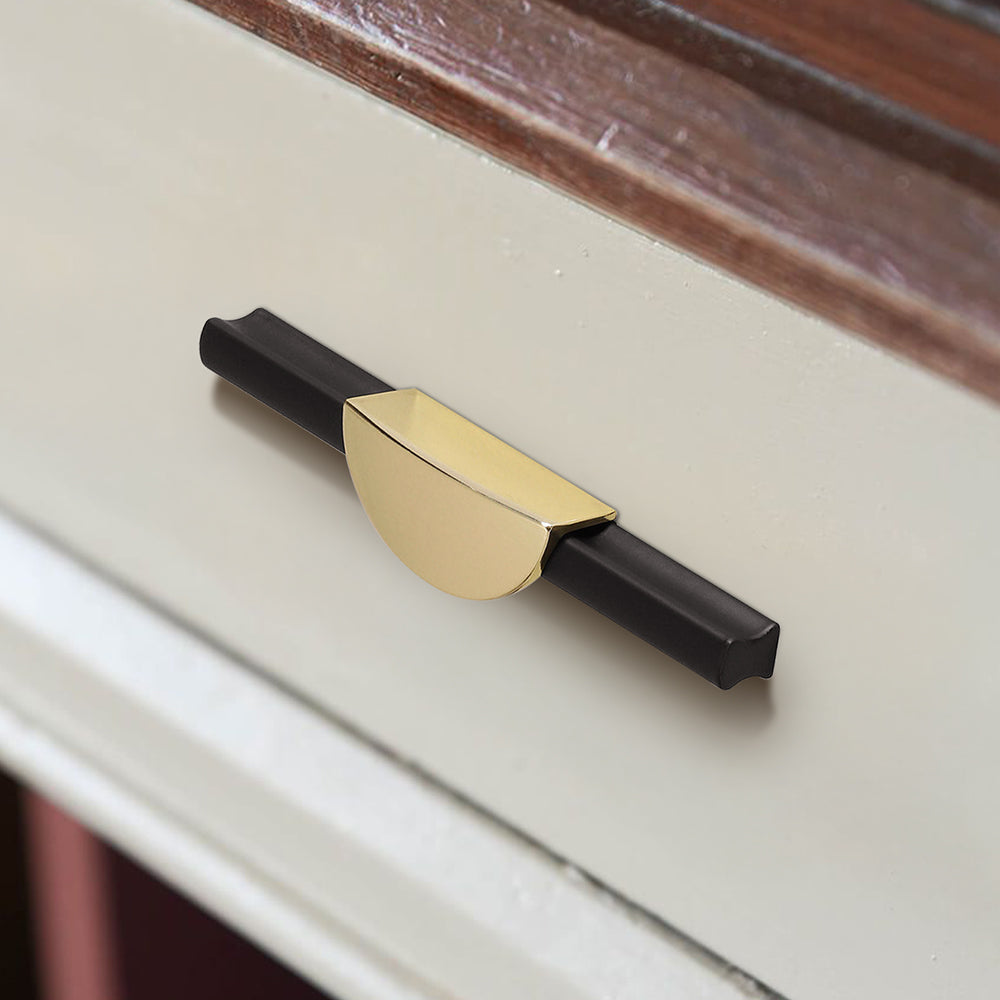 Gold & Black Semicircle Wardrobe Pulls Dresser Drawer Handles