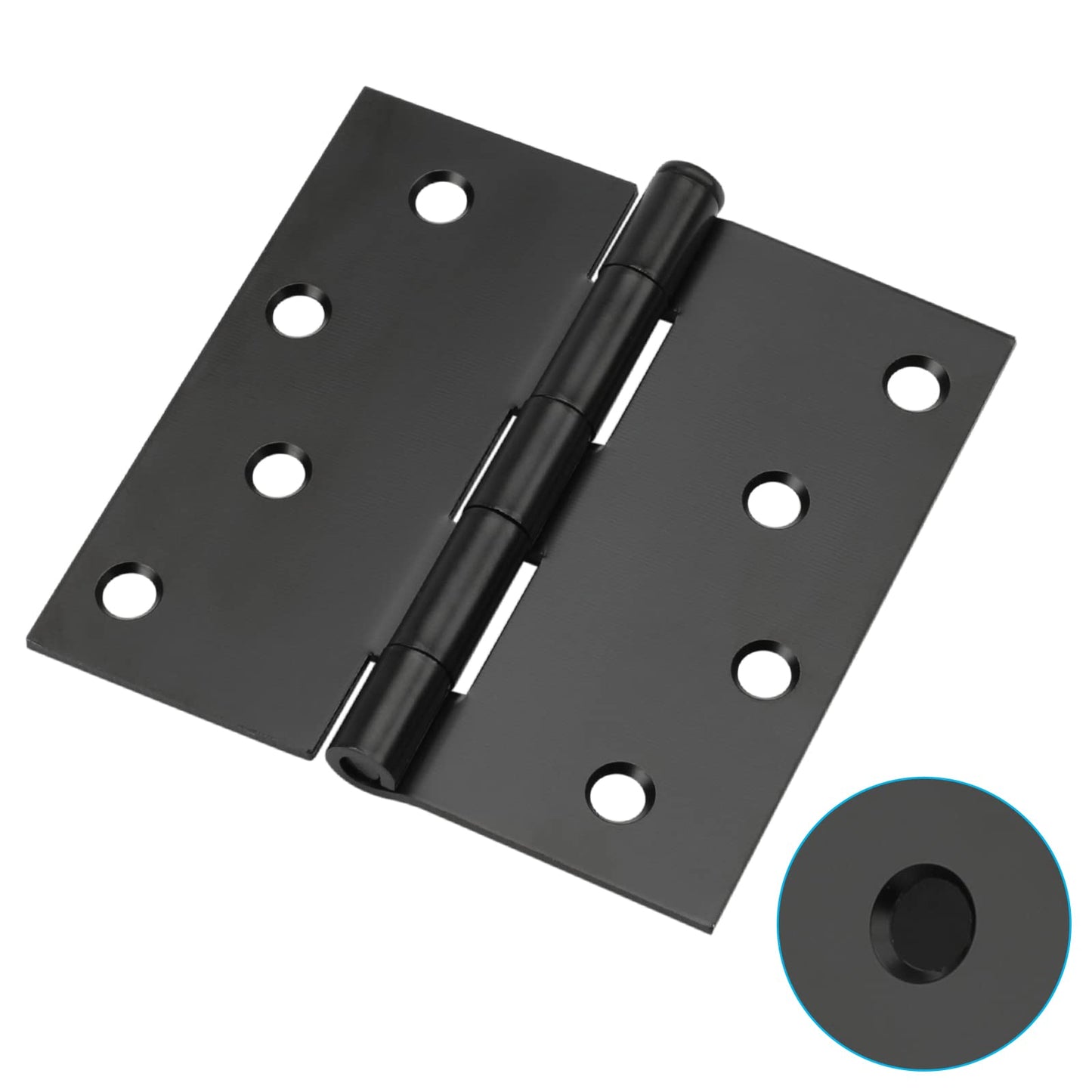 4in Matte Black Butt Hinges with Square Corners Door Hinges