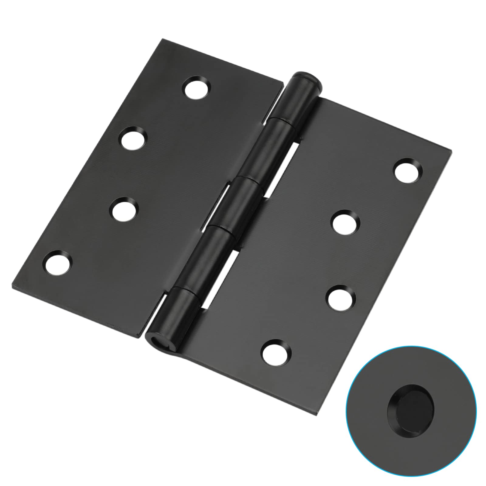 4in Matte Black Butt Hinges with Square Corners Door Hinges