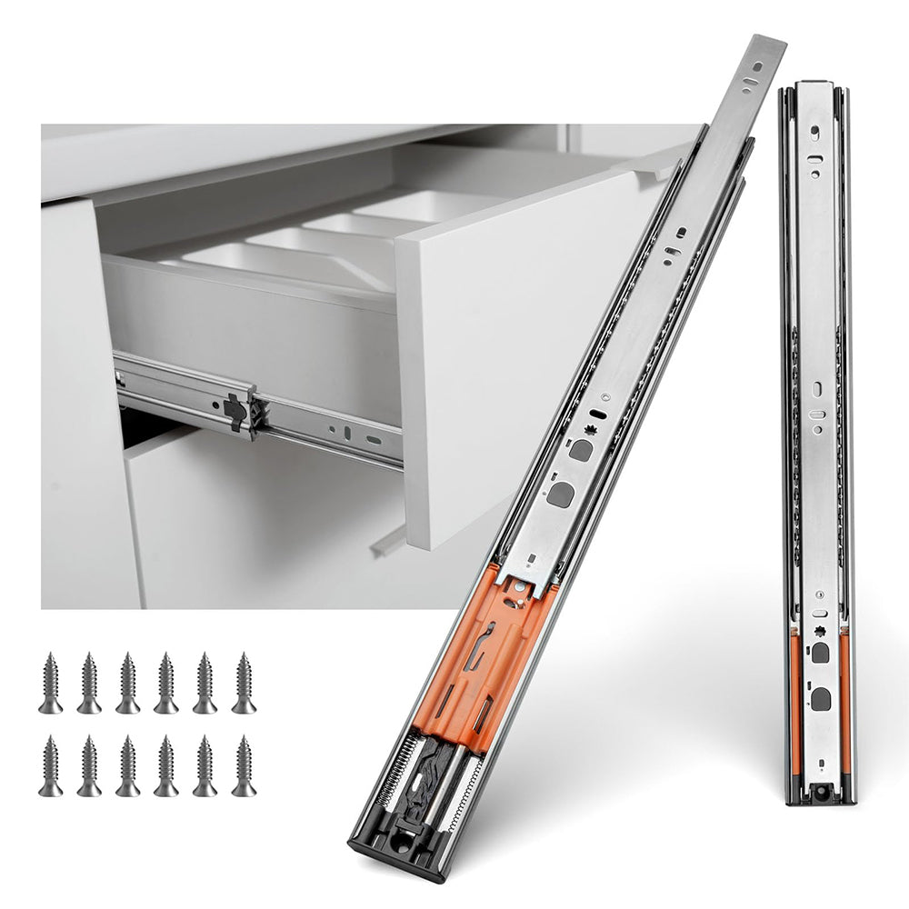 10 Pair Silver Full Extension Push to Open Soft Close Drawer Slides
