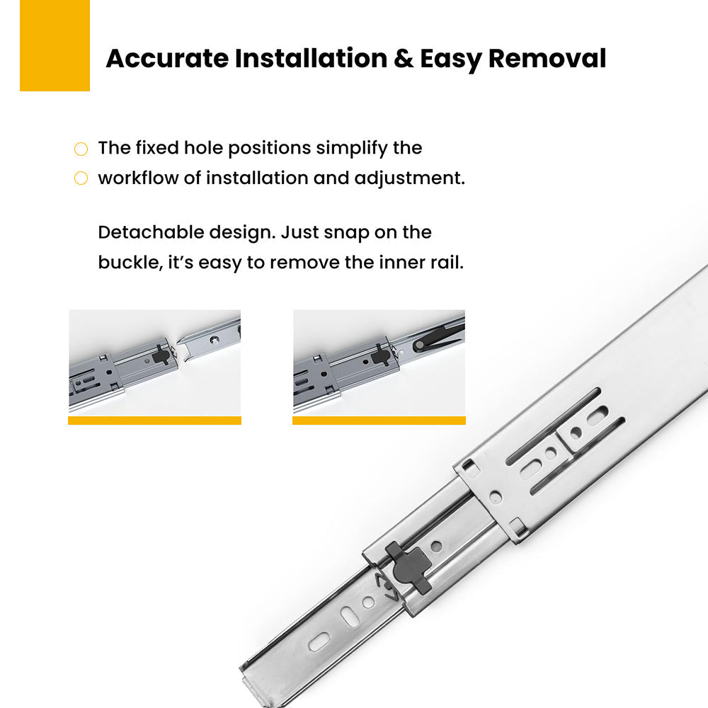 10 Pair Silver Full Extension Push to Open Soft Close Drawer Slides