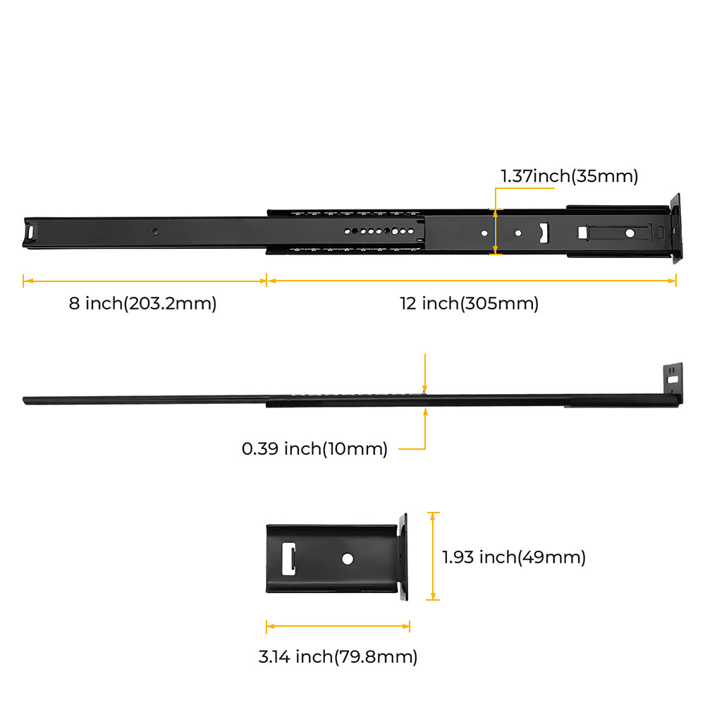 3/4 Extension Center Mount Slides Drawer Slides