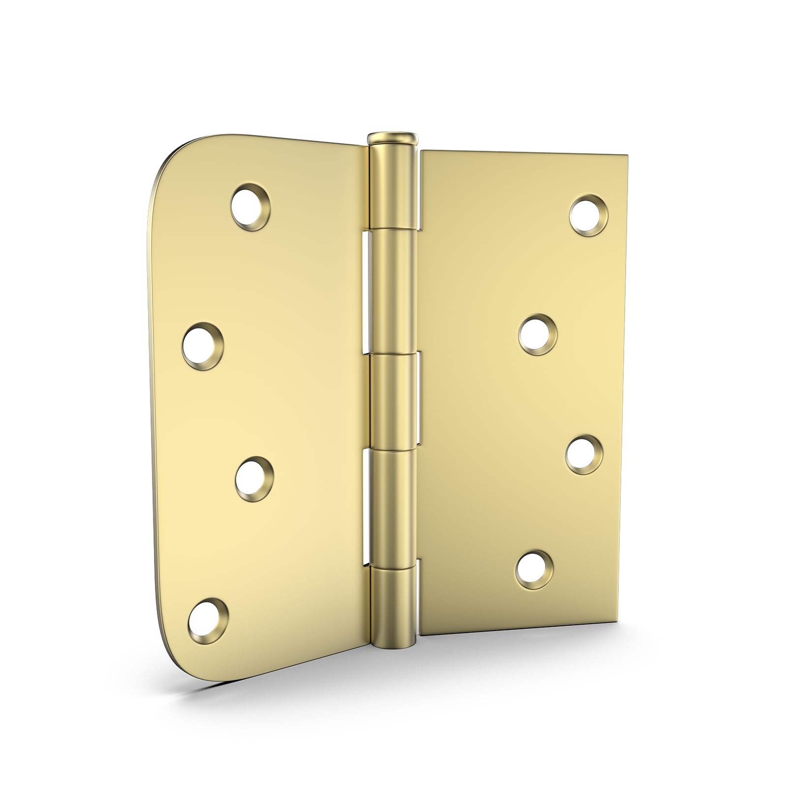 4in Brushed Brass Gold with Square & Round Corners Butt Hinges for Interior Door