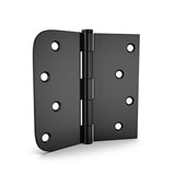 4 inch x 4 inch Matte Black with Square & Round Corners Door Hinges