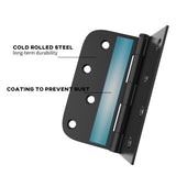 4 inch x 4 inch Matte Black with Square & Round Corners Door Hinges