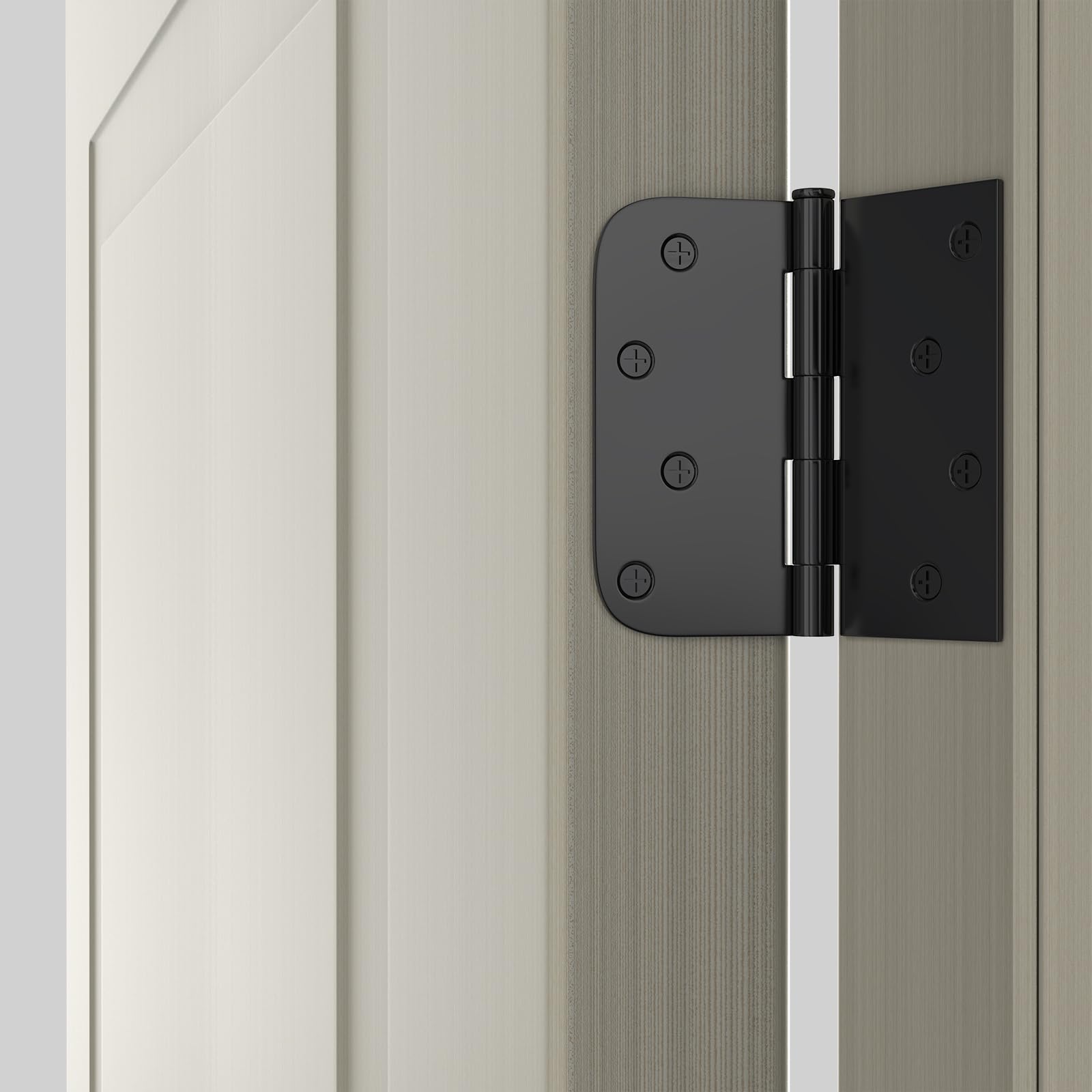 4 inch x 4 inch Matte Black with Square & Round Corners Door Hinges