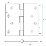4in Brushed Nickel Butt Hinges with Square Corners Door Hinges