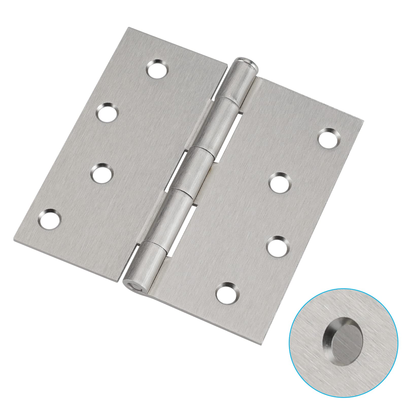 4in Brushed Nickel Butt Hinges with Square Corners Door Hinges