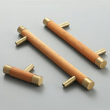 Wooden Brushed Brass Handles for Furniture Cabinet Cupboard Door