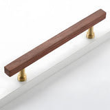 Brass Base Wooden Square Cabinet Handles
