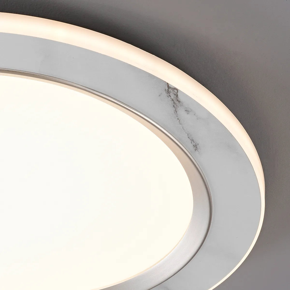 Circular rock slab ceiling light fixture