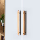 Rustic Long Beech Finish Wooden Drawer Pulls