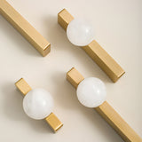 Natural Crystal Sphere Brass Cabinet Handles