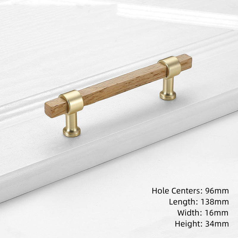 Black Walnut Square Cabinet Handles Beech Wood Drawer Pulls