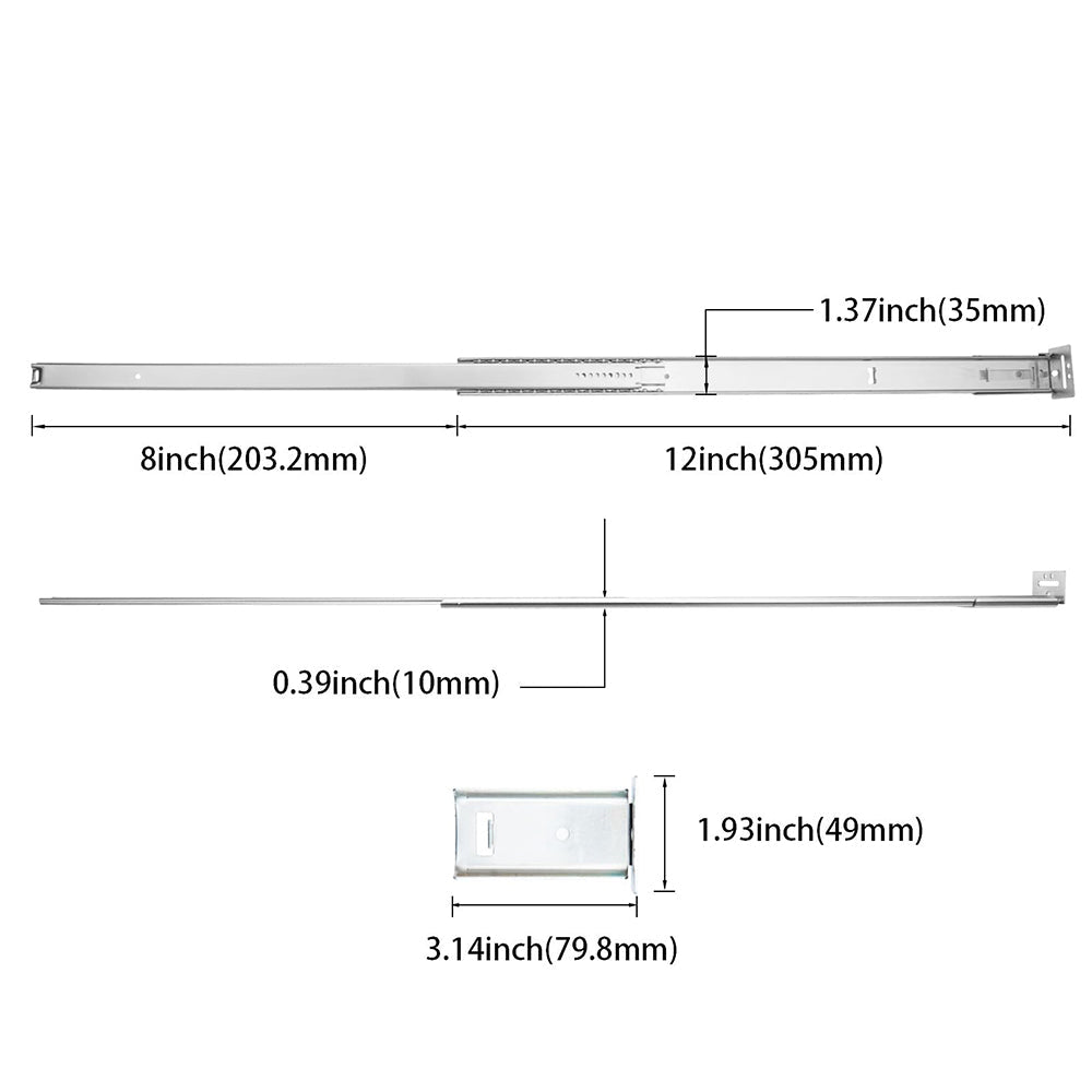 3/4 Extension Center Mount Slides Drawer Slides