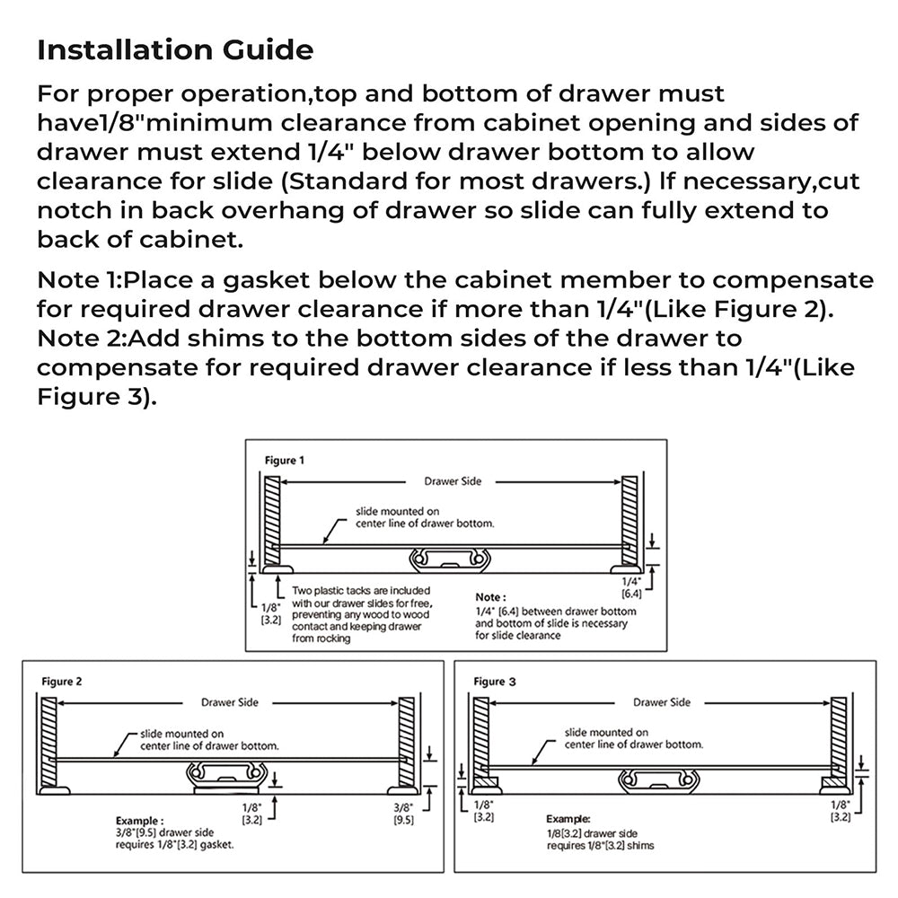 3/4 Extension Center Mount Slides Drawer Slides