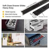 Full Extension Side Mount Slides Ball Bearing Drawer Slides 100 LB Load Capacity