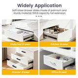 3-Section Full Extension Side Mount Slides Soft Close Drawer Slides 100 LB Load Capacity