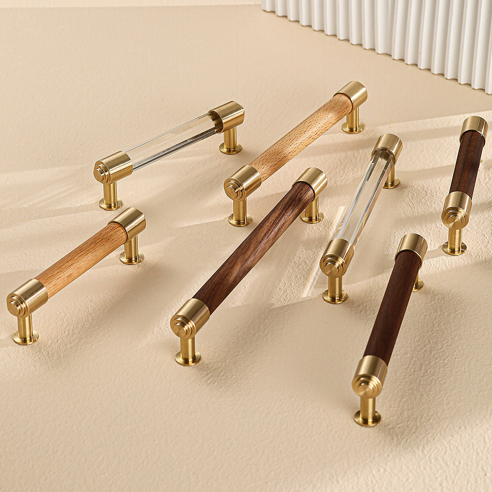 Brass Crystal Handle Cabinet Drawer Double Hole Pulls