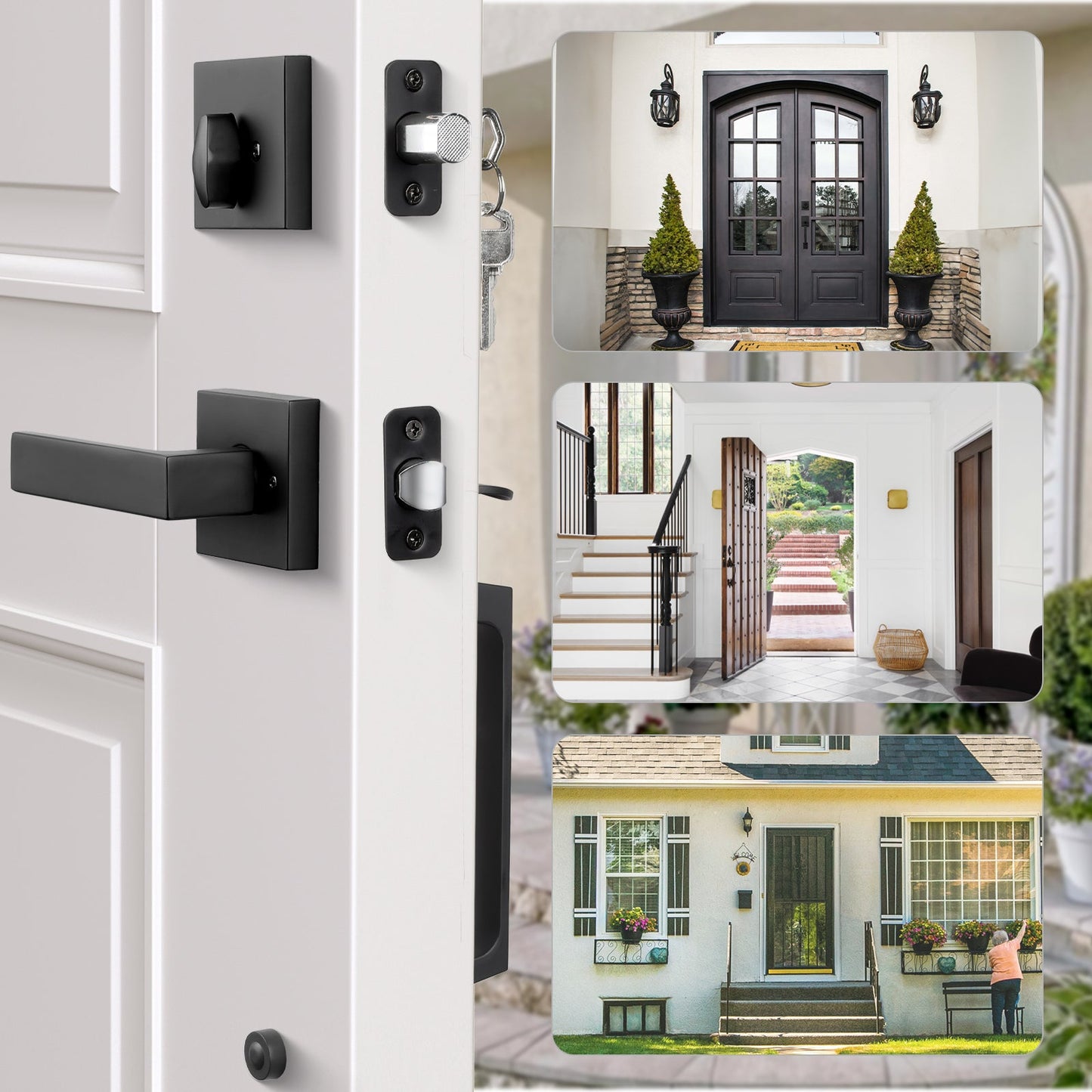 Modern Front Door Lock Reversible Entry Door Handlesets