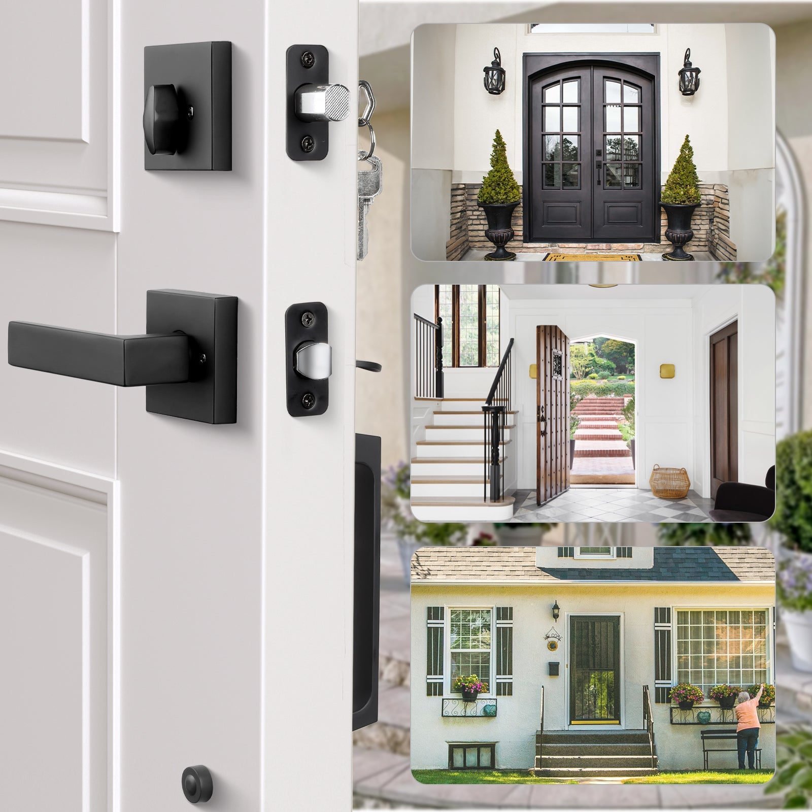 Modern Front Door Lock Reversible Entry Door Handlesets
