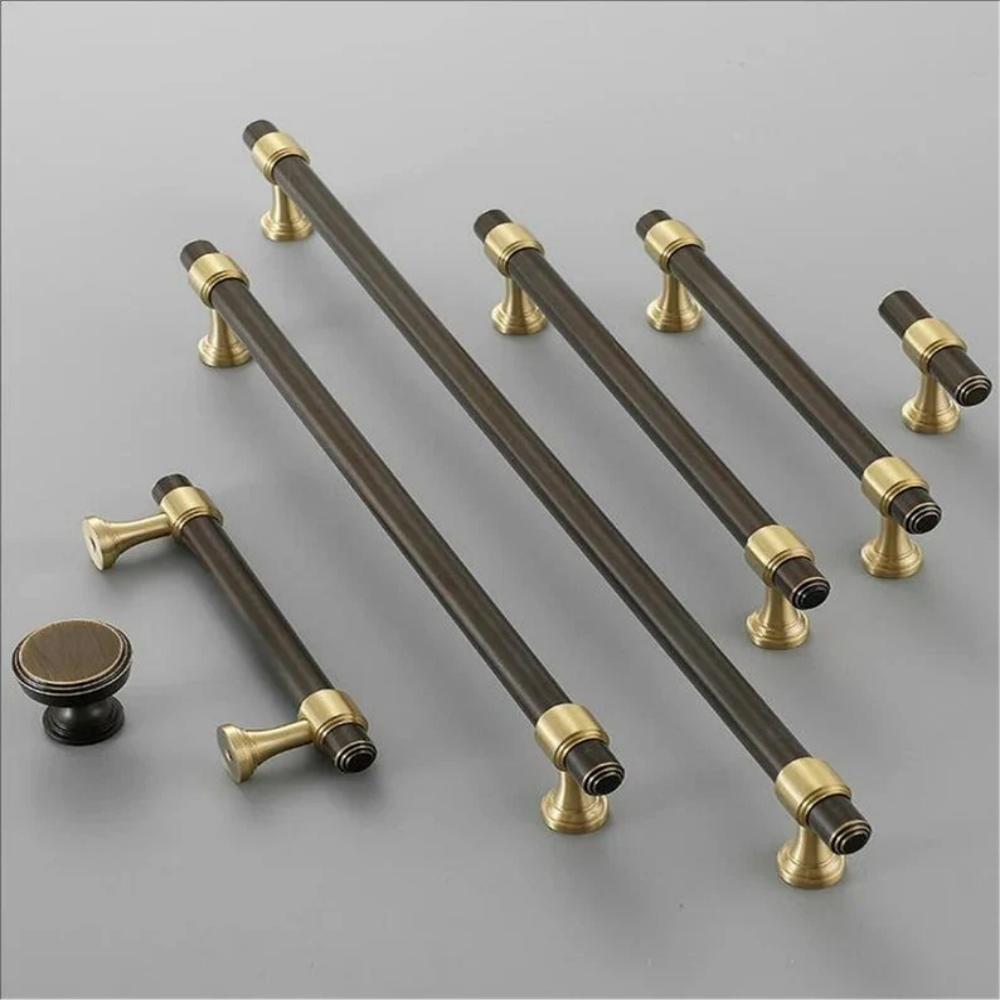 Brown & Silver Modern Brass Cabinet Drawer Handles