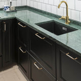 Polished Brass and Leather Cabinet Handles