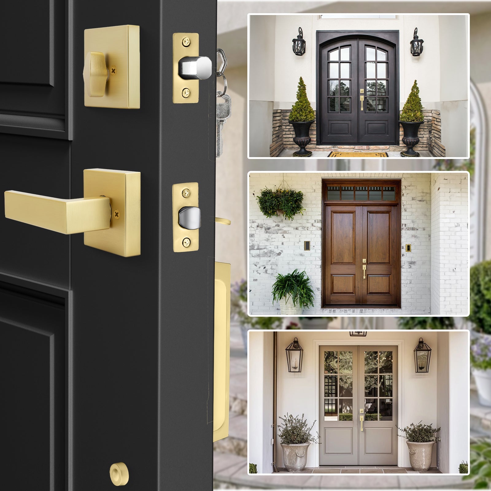 Modern Front Door Lock Reversible Entry Door Handlesets