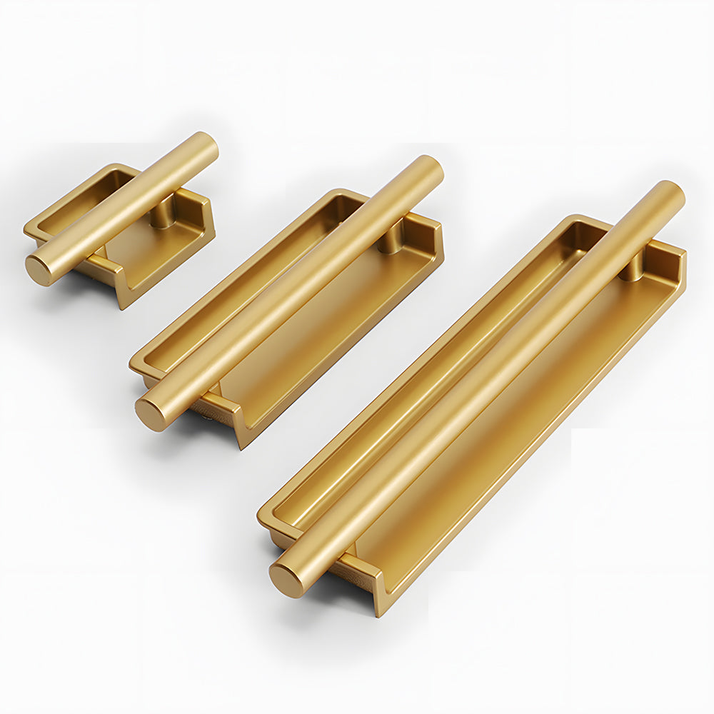 Art Deco Aluminum Alloy Recessed Door Pulls Cabinet Handles