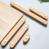 Rustic Long Beech Finish Wooden Drawer Pulls