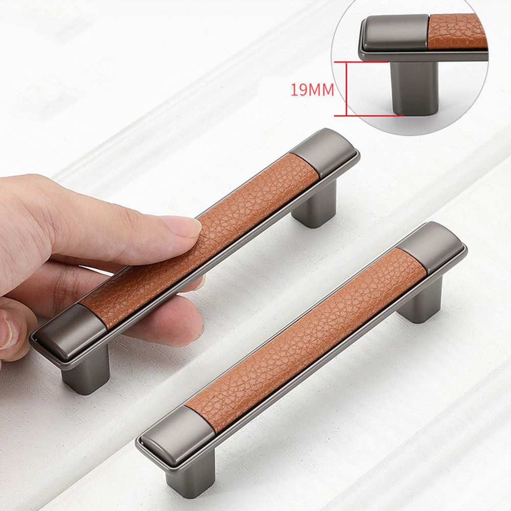 Retro Brown Leather Drawer Handles