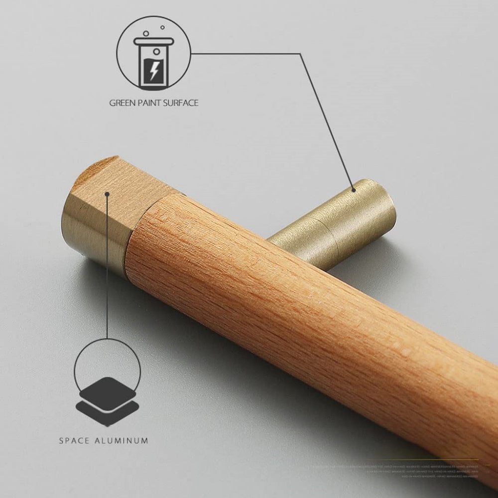 Wooden Brushed Brass Handles for Furniture Cabinet Cupboard Door