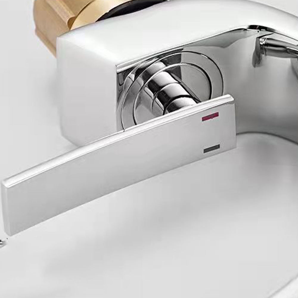 Single Handle Waterfall Arc Bathroom Sink Faucet