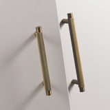 Brass Knurled T-Bar Cabinet Drawer Handles