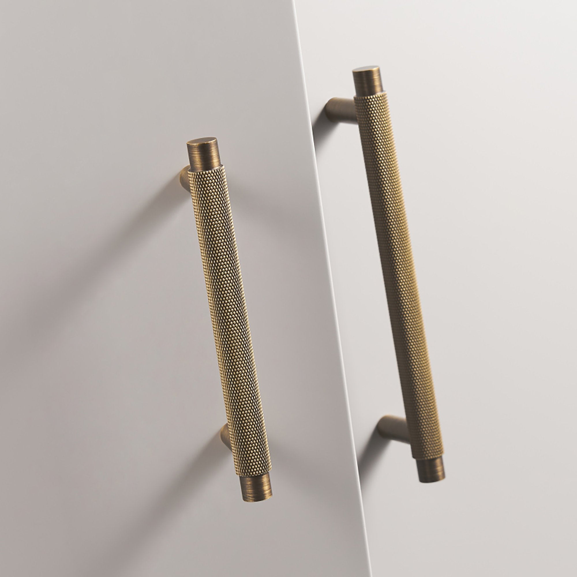 Brass Knurled T-Bar Cabinet Drawer Handles