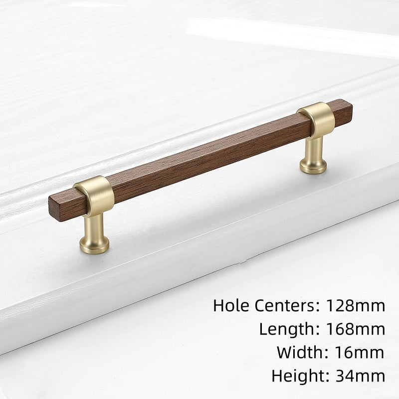Black Walnut Square Cabinet Handles Beech Wood Drawer Pulls