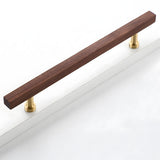 Brass Base Wooden Square Cabinet Handles