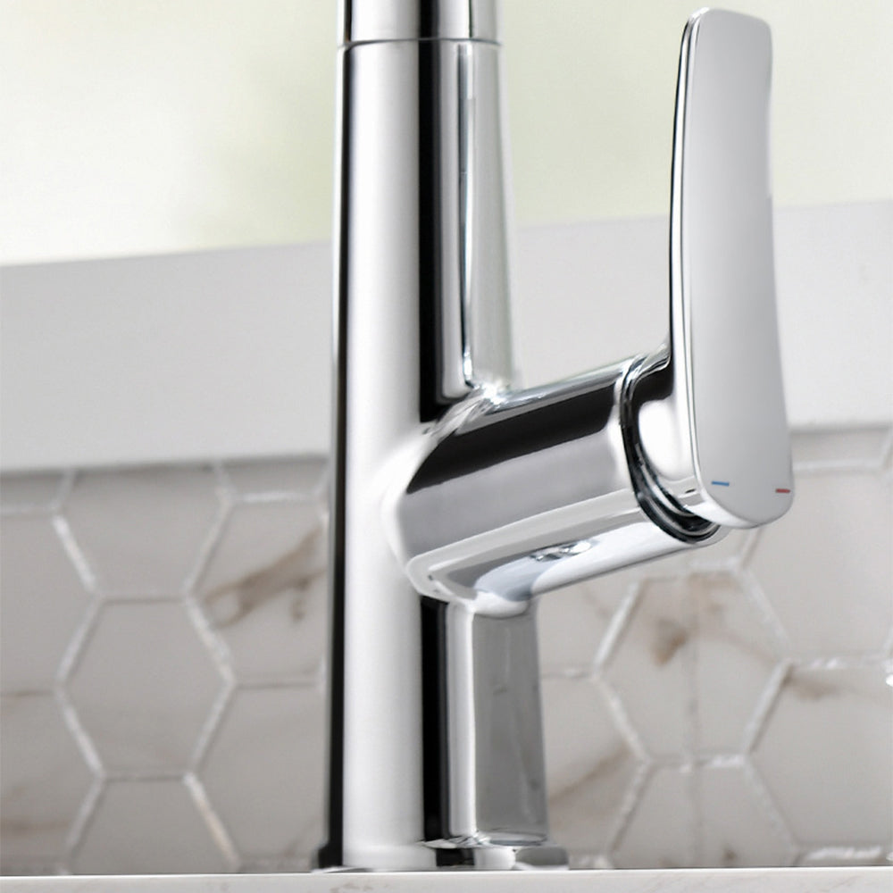 Deck Mounted Pull Out Hot Cold Mixer Kitchen Sink Faucet