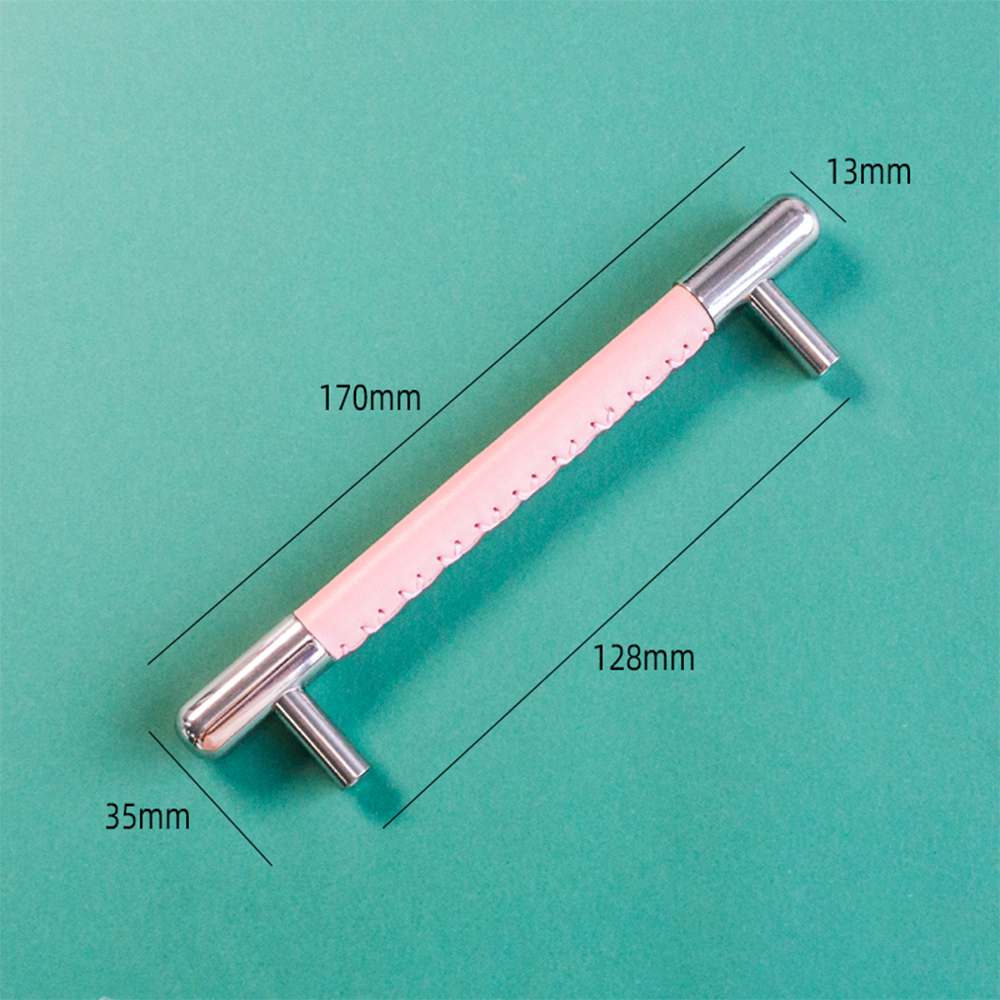 Colorful Leather Stainless Steel Cabinet Pulls for Kitchen Decor