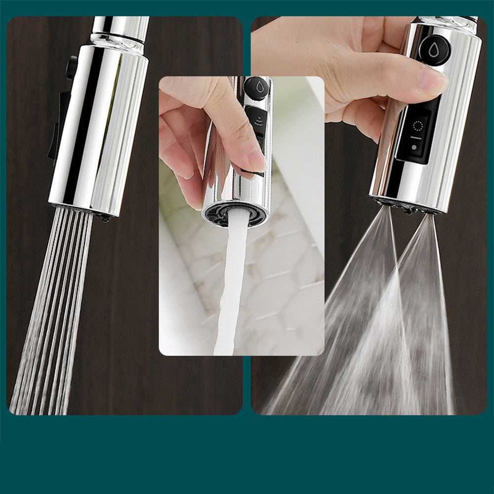 Deck Mounted Pull Out Hot Cold Mixer Kitchen Sink Faucet