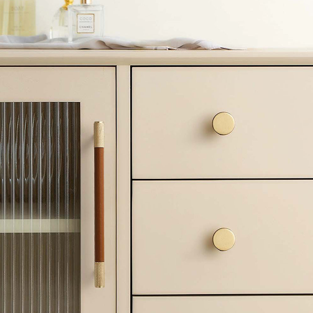Cowhide Pure Brass Modern Simple Drawer Cabinet Handle