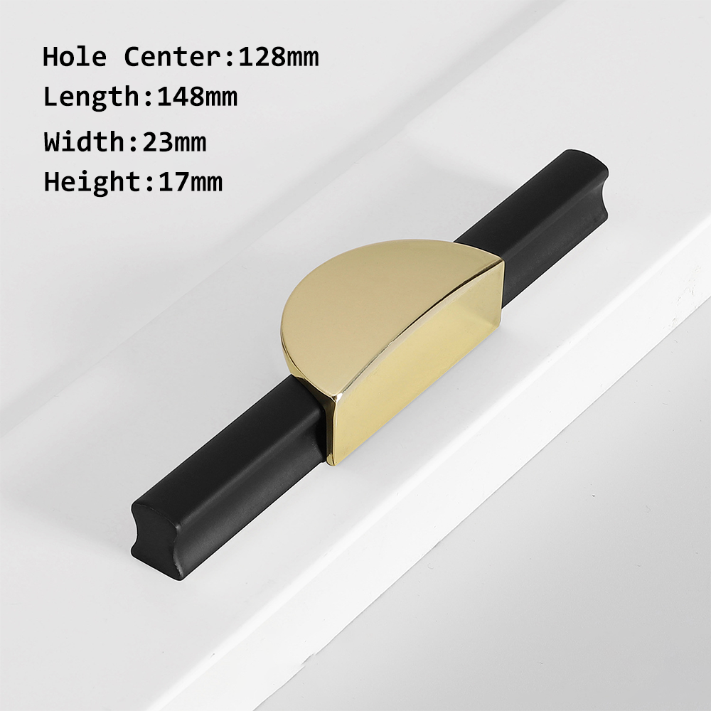 Gold & Black Semicircle Wardrobe Pulls Dresser Drawer Handles