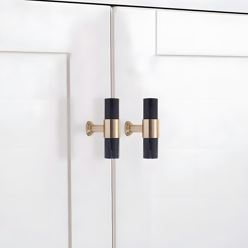 French Crystal Marble Brass Cabinet Drawer Handle