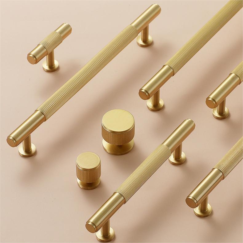 Modern Solid Brass Striped Bar Cabinet and Drawer Pulls