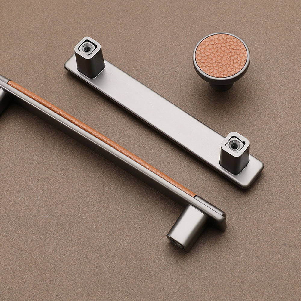 Retro Brown Leather Drawer Handles