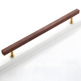 Brass Base Wooden Square Cabinet Handles