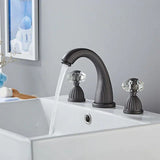 Retro Crystal Handles 3 Holes Widespread Bathroom Faucet