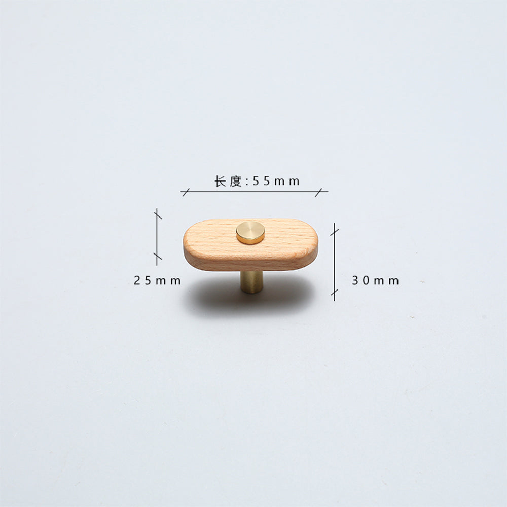 Rustic Long Beech Finish Wooden Drawer Pulls