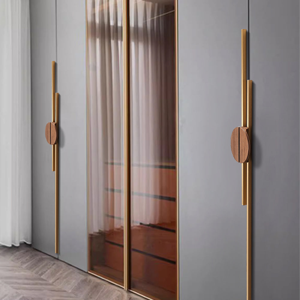A Pair of Semicircle Wooden Natural Walnut Wardrobe Pulls
