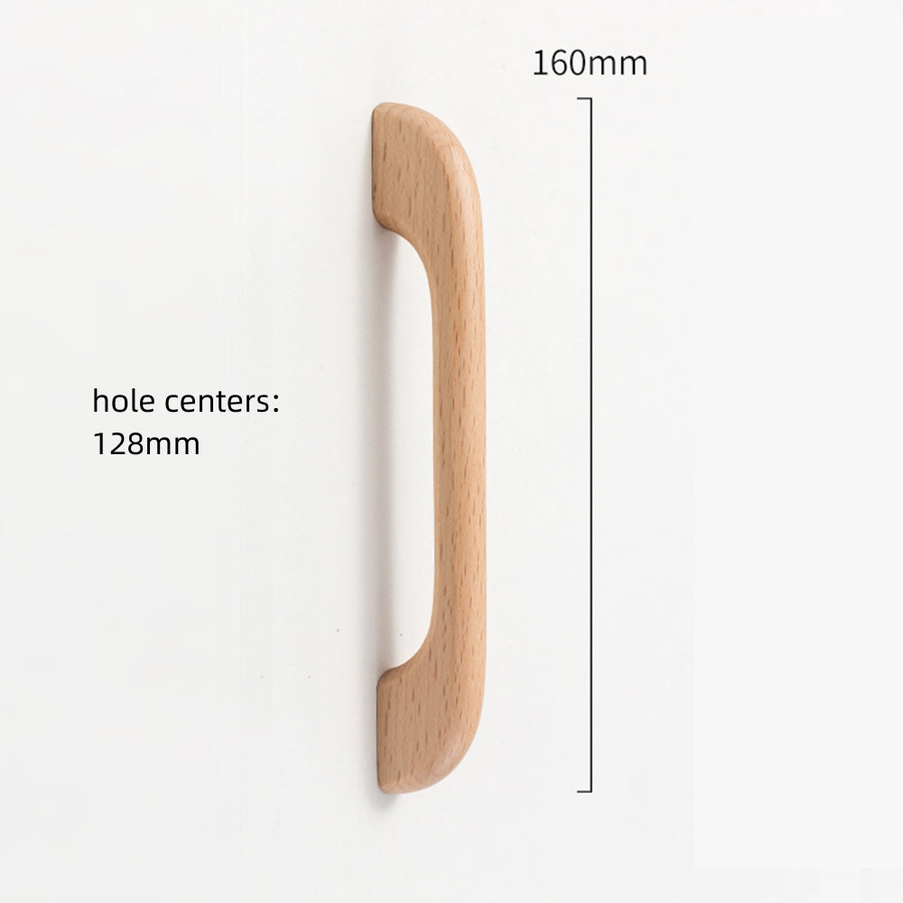 Long Solid Wood Finished Curved Arch Round Cabinet Handle for Kitchen